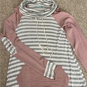 Striped Pink and Gray Women's Top